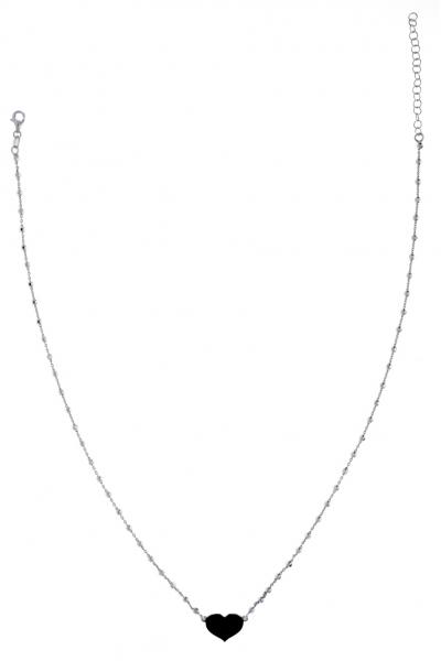 Collana Prega&Ama in argento925 con cuore smaltato nero - cod.61066
