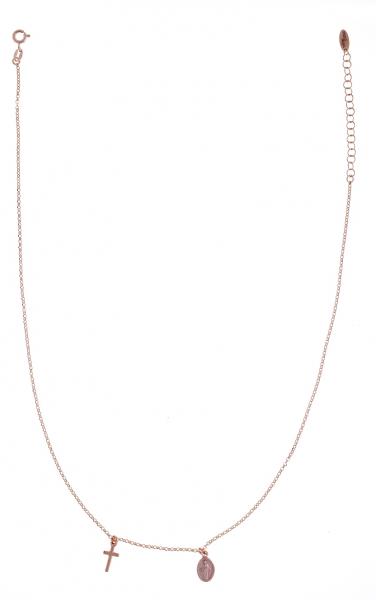Girocollo Prega&Ama in argento925 con croce e Madonnina - cod.61057