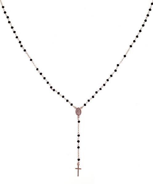 Collana rosario pendente Prega&Ama in argento925 con pietre nere - cod.61045