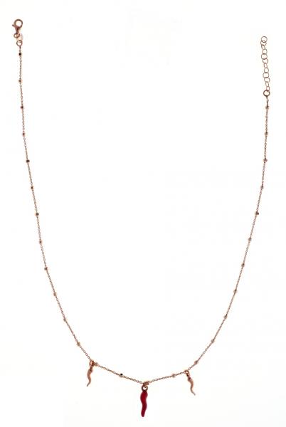 Girocollo Prega&Ama in argento925  con cornetto smaltato rosso - cod.61201