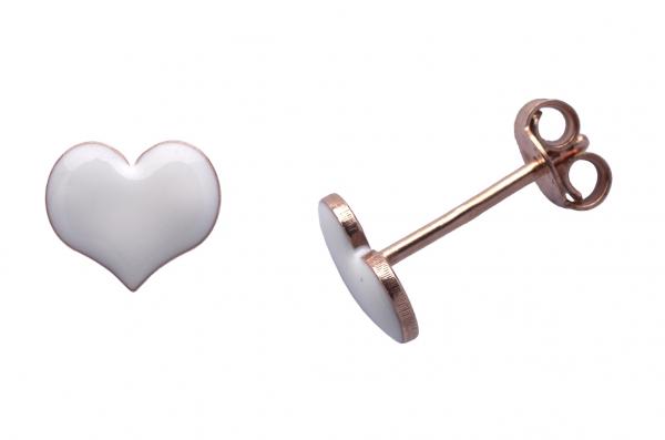 Orecchini Prega&Ama in argento925 cuore smaltato bianco cod.63110